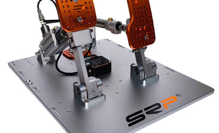 Sim racing pedal kit showing load-cell and pneumatic brake options for premium simulator builds